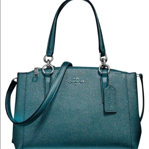 Coach Christie in metallic teal with coordinating wallet - Picture 8 of 9